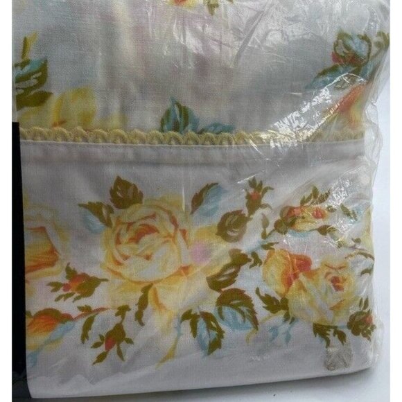 Vintage Tex Made Truprest Yellow Roses Floral Double Full Flat Sheet 81 x 100 - Picture 6 of 6